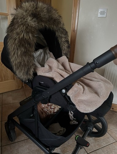Pram stroller canopy fur hood - pram,